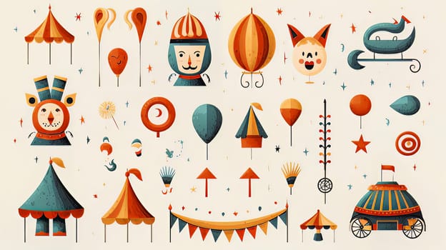 Simple carnival or a circus elements background. Ai art. High quality photo