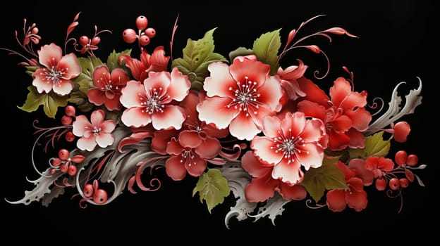 Beautiful flowers in chinese style. Ai art . High quality photo