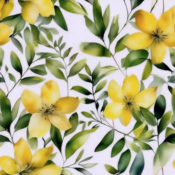 Yellow flowers on white. Ai art. High quality photo