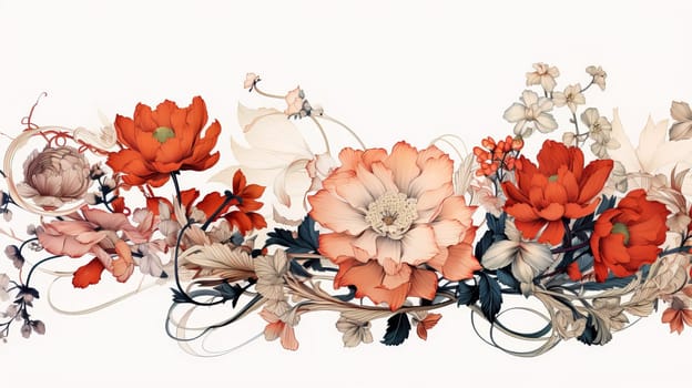 Beautiful flowers in chinese style. Ai art . High quality photo