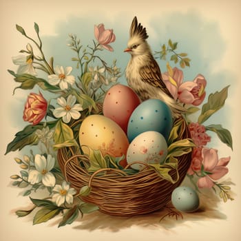 Happy Easter background with Easter eggs. High quality photo