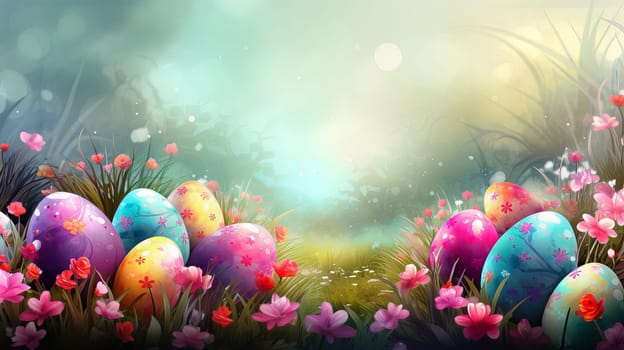 Happy Easter background with Easter eggs. High quality photo