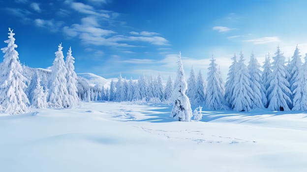 Winter background snow covered trees on a sunny day. High quality photo