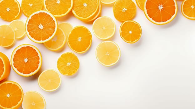 Background of fresh ripe oranges. Fruit pattern. Ai art