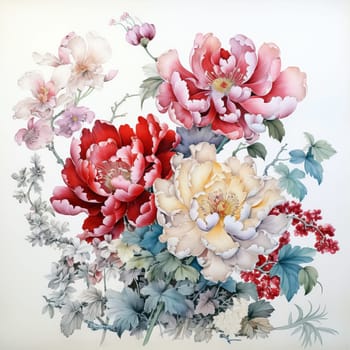 Beautiful flowers in chinese style. Ai art . High quality photo