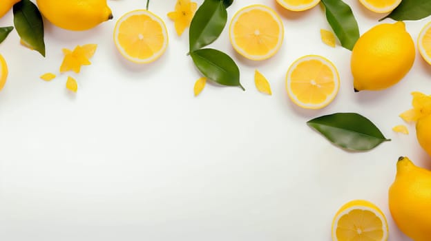 Background of fresh ripe lemon. Fruit pattern. Ai art