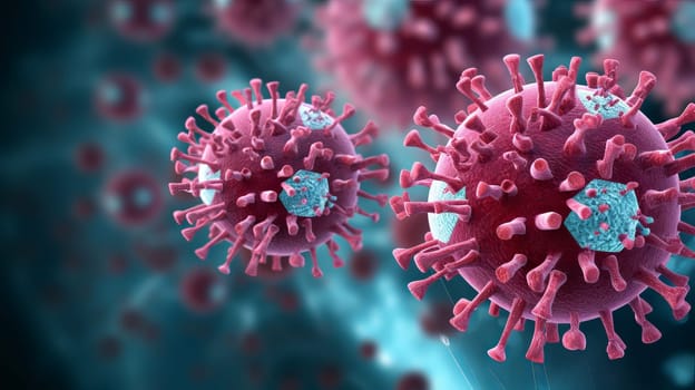 Pandemic medical concept. Increased flu viruses and covid 19. Ai art. High quality photo