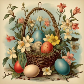 Happy Easter background with Easter eggs. High quality photo