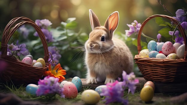 Happy Easter background with Easter eggs. High quality photo