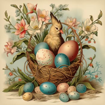Happy Easter background with Easter eggs. High quality photo