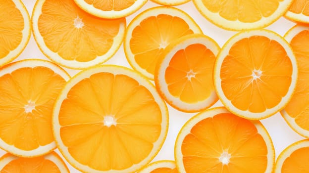 Background of fresh ripe oranges. Fruit pattern. Ai art