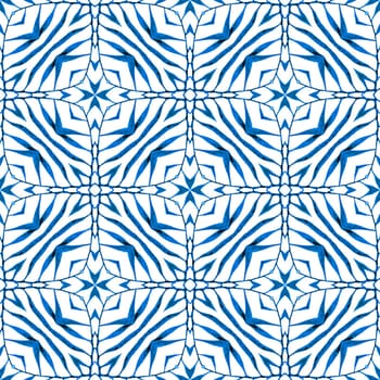 Tropical seamless pattern. Blue stunning boho chic summer design. Hand drawn tropical seamless border. Textile ready rare print, swimwear fabric, wallpaper, wrapping.