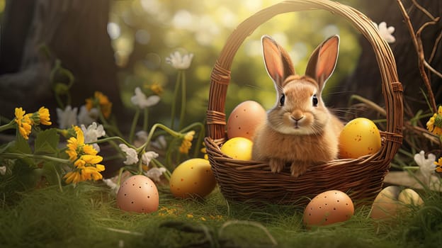 Happy Easter background with Easter eggs. High quality photo