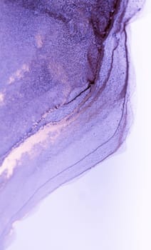 A close-up of a lavender ink swirl abstract art piece with metallic highlights.