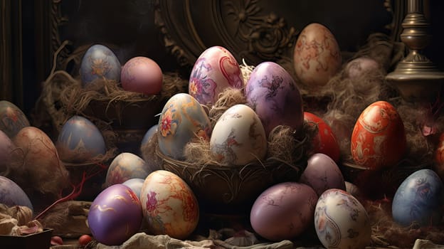 Happy Easter background with Easter eggs. High quality photo