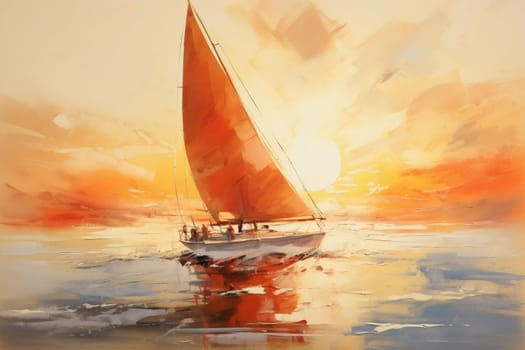sailboat with people at the sunset Sailing