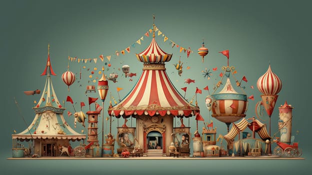 Simple carnival or a circus elements background. Ai art. High quality photo