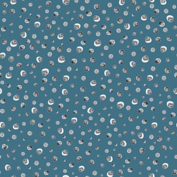 Polka dot seamless black and white watercolor pattern with gray irregular small circles