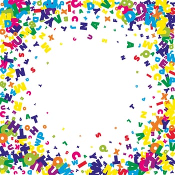 Falling letters of English language. Colorful childish flying characters of Latin alphabet. Foreign languages study concept. Back to school banner .