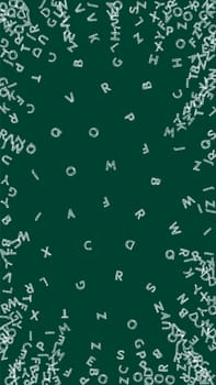 Flying latin letters. Colorful childish scattered charachters of English alphabet. Foreign languages study concept. Back to school banner .