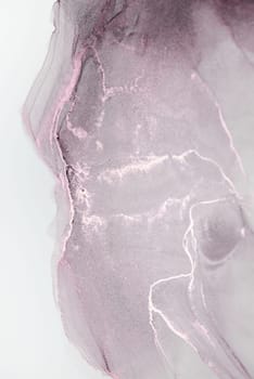 A close-up of an abstract ink painting featuring a subtle blend of pink and grey hues, creating a delicate and ethereal landscape.