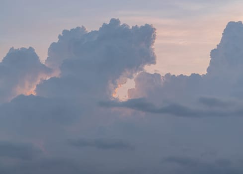 Amazing clouds in Beautiful sky background before sunset, Clouds and sky like a heaven for background wallpaper and texture, Concept idea of Imaginative clouds nature, Nature abstract composition, Copy space, Selective Focus.