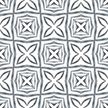 Hand painted tiled watercolor border. Black and white precious boho chic summer design. Tiled watercolor background. Textile ready dramatic print, swimwear fabric, wallpaper, wrapping.