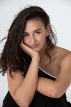 Portrait of a beautiful sexy young woman. the look of a calm and happy woman.