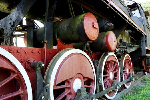 Parts, elements of mechanical parts, wheels and train equipment.
