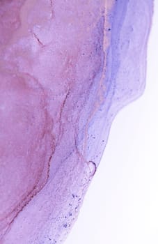 A close-up photograph of a lavender-toned abstract artwork, capturing the intricate details and delicate swirls of paint.