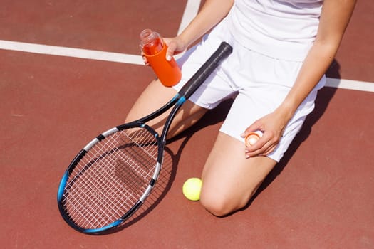 young woman playing tennis on the tennis court, olympic sport, outdoor activity concept