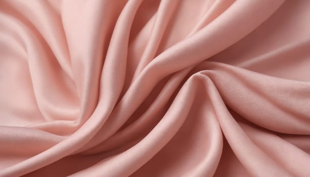 A close-up photograph showcasing the texture and flow of a soft, blush-colored fabric. The fabric is draped in a natural, organic way, highlighting its smooth, delicate surface and the subtle variations in its color.