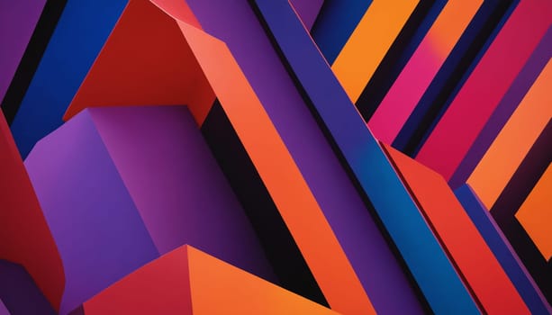 A series of diagonal stripes in various shades of yellow, green, orange, red, purple, and blue create a dynamic and visually captivating abstract design. The colors blend and intersect to form a sense of movement and energy.