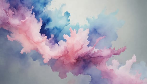 A digital illustration of watercolor-like clouds in various shades of pink, blue, and purple. The clouds appear to be swirling and blending together, creating a soft and ethereal effect.