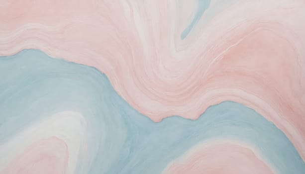 A delicate watercolor painting features a blend of soft blue and peach hues, creating a mesmerizing swirl effect. The colors transition seamlessly, leaving a dreamy and ethereal impression.