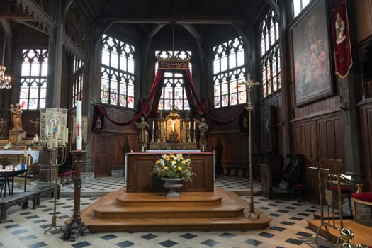 The interior of Saint-Catherines Church in Honfleur on the Cote Fleurie in Normandy, France