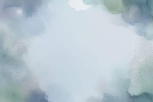 Watercolor background in blue and white painting with cloudy distressed texture grunge, soft fog or hazy lighting and pastel colors. High quality photo