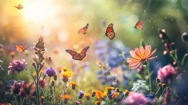 Swallowtail Butterfly on purple flower, nature, Generative AI,