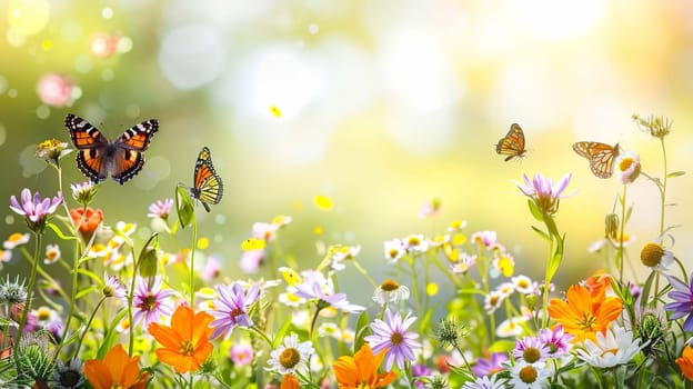 Swallowtail Butterfly on purple flower, nature, Generative AI,