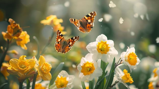 Swallowtail Butterfly on purple flower, nature, Generative AI,