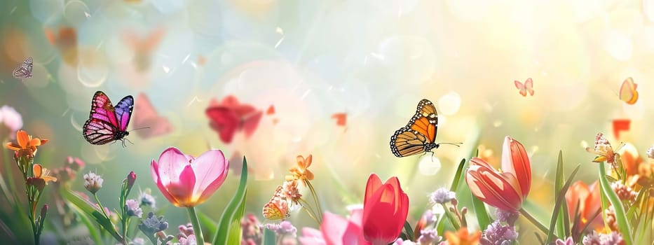 Swallowtail Butterfly on purple flower, nature, Generative AI,