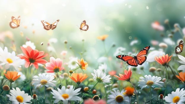 Swallowtail Butterfly on purple flower, nature, Generative AI,
