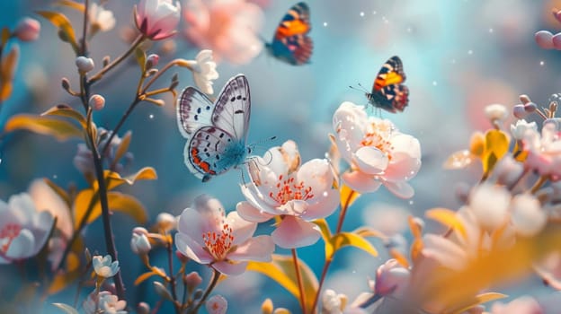 Swallowtail Butterfly on purple flower, nature, Generative AI,