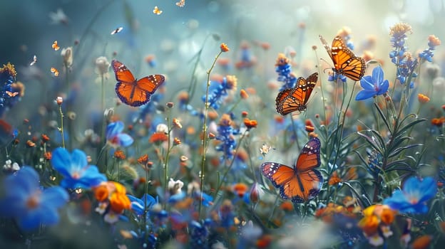 Swallowtail Butterfly on purple flower, nature, Generative AI,