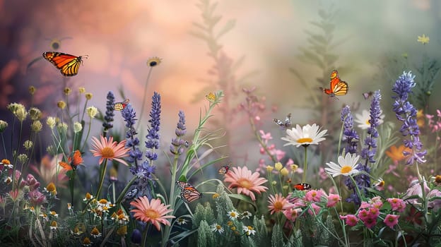 Swallowtail Butterfly on purple flower, nature, Generative AI,