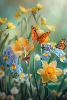Swallowtail Butterfly on purple flower, nature, Generative AI,