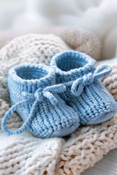 baby booties on a white background. Generative AI,