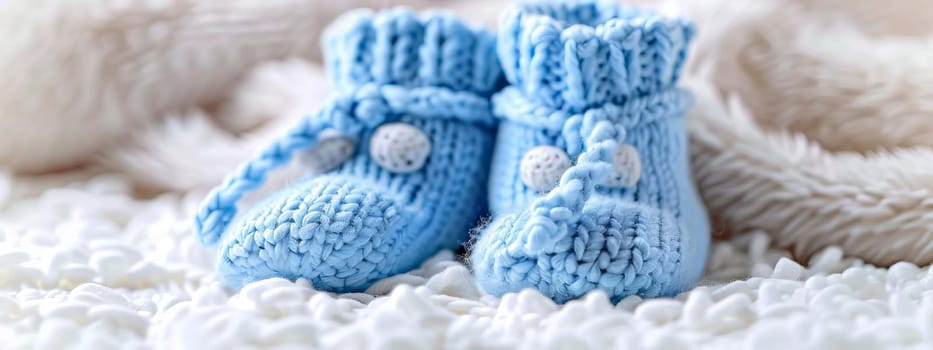 baby booties on a white background. Selective focus. Generative AI,