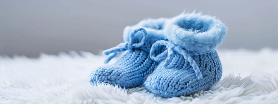 baby booties on a white background. Selective focus. Generative AI,