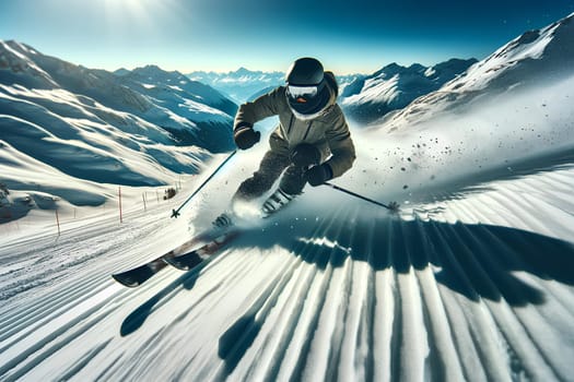 man skiing on a mountain slope.